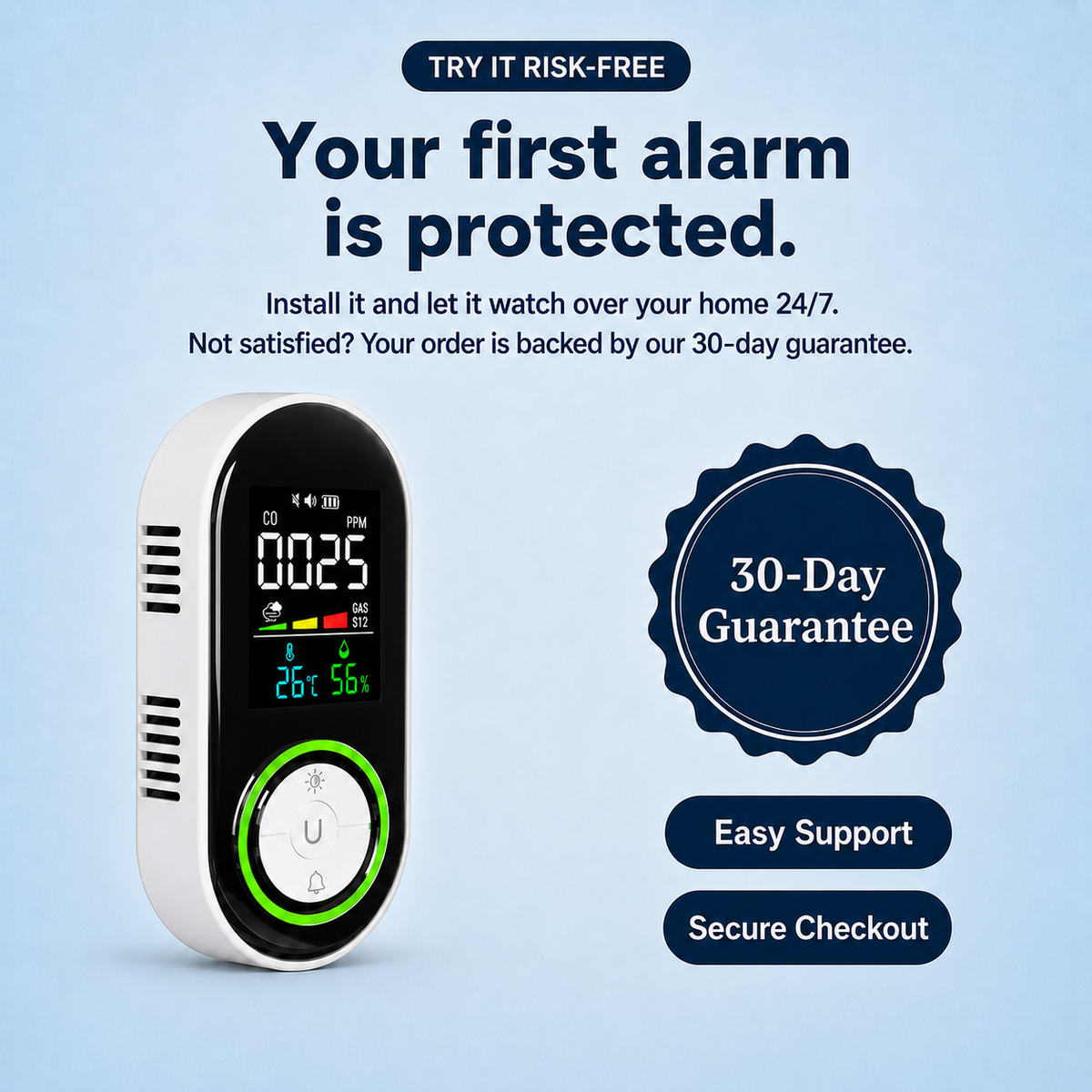 AlivenHome™ CO, Gas & Smoke Detector